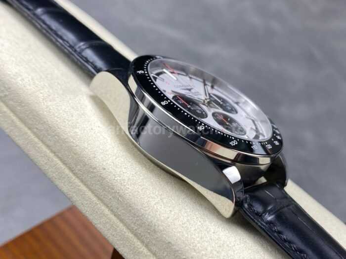 AF Factory Longines Conquest Chronograph L3.835.4.72.6 42mm Steel Leather Strap Black Eyes White Dial 7 Super Clone Watch,Clean Factory Watch