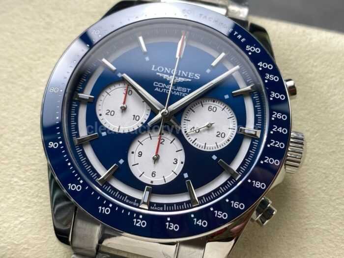 AF Factory Longines Conquest Chronograph L3.835.4.91.2 42mm Full Steel Strap White Eyes Blue Dial 7 Super Clone Watch,Clean Factory Watch