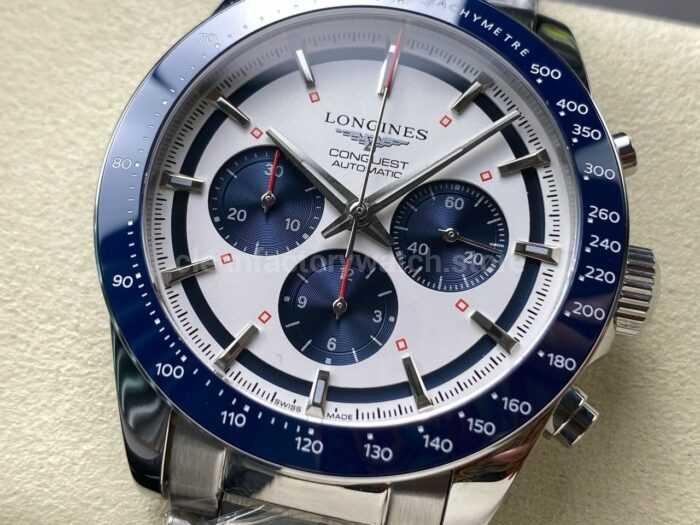 AF Factory Longines Conquest Chronograph L3.835.4.98.6 42mm Full Steel Strap Blue Eyes White Dial 8 Super Clone Watch,Clean Factory Watch