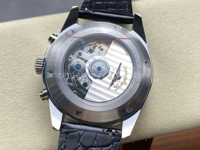 AF Factory Longines Conquest Chronograph L3.836.4.52.9 42mm Steel Leather Strap Black Eyes Gray Dial 4 Super Clone Watch,Clean Factory Watch