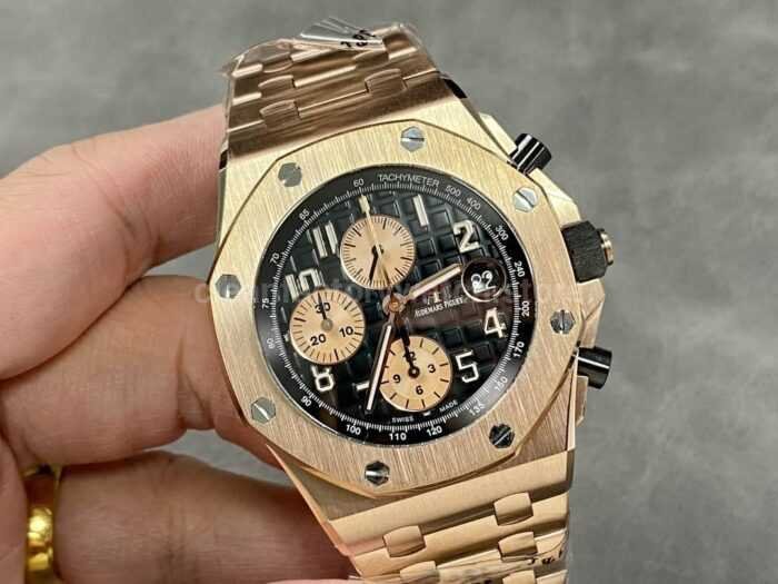 APF Factory Audemars Piguet Royal Oak Offshore Chronograph 26470OR.OO .1000OR.03 42mm Full Rose Gold Black D 3 Super Clone Watch,Clean Factory Watch