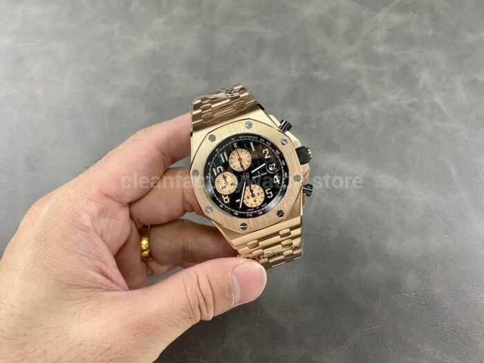 APF Factory Audemars Piguet Royal Oak Offshore Chronograph 26470OR.OO .1000OR.03 42mm Full Rose Gold Black D 6 Super Clone Watch,Clean Factory Watch