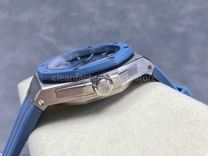 APP Factory Audemars Piguet Royal Oak Offshore 15605SK.OO .A350CA.01 43mm Steel Rubber Strap Gradient Blue D 4 Super Clone Watch,Clean Factory Watch