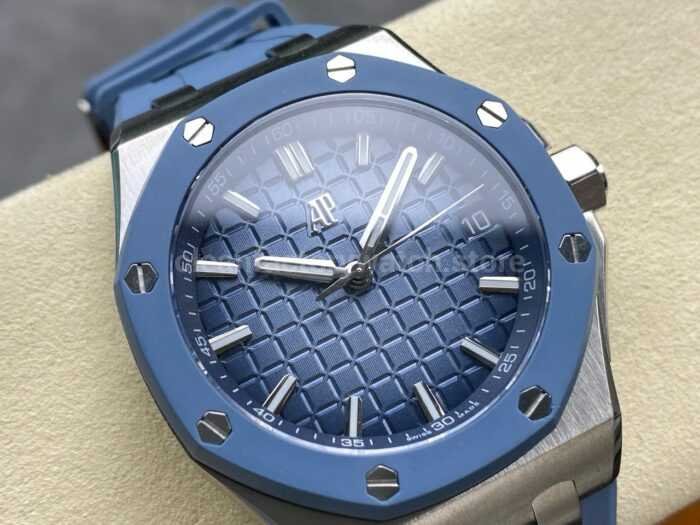 APP Factory Audemars Piguet Royal Oak Offshore 15605SK.OO .A350CA.01 43mm Steel Rubber Strap Gradient Blue D Super Clone Watch,Clean Factory Watch