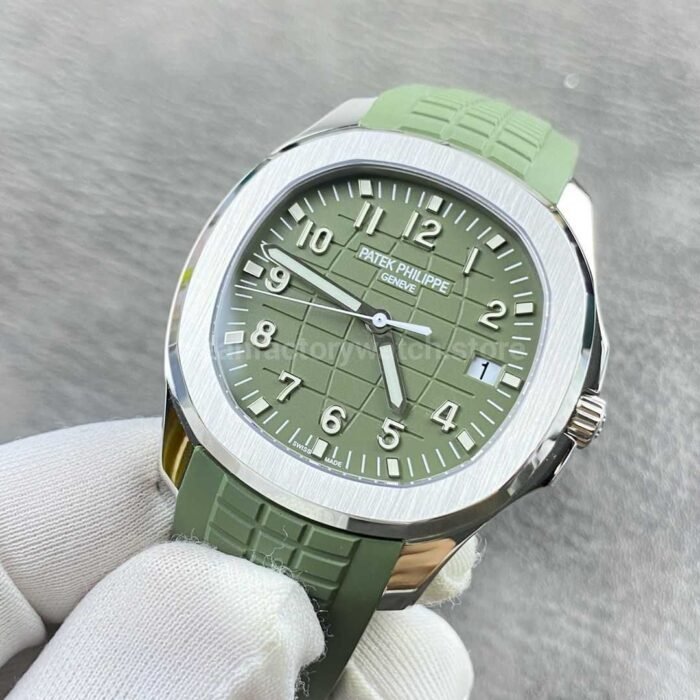 APW Factory Patek Philippe Aquanaut 5168G-010 Green Rubber Strap Arabic Numerals Green Dial - Image 3
