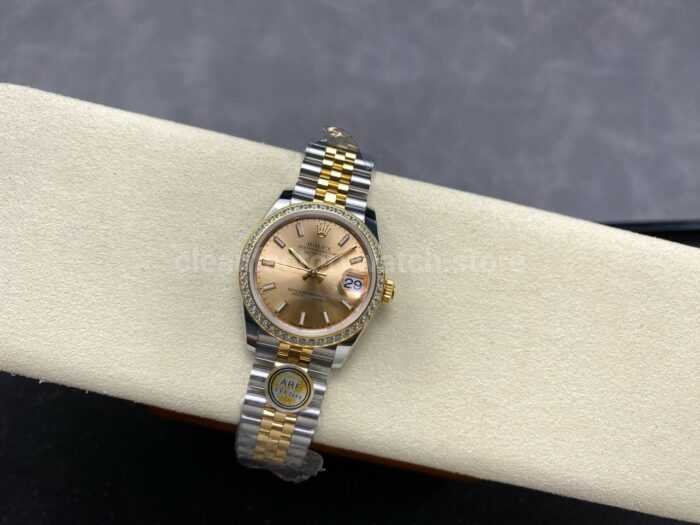 ARF Factory Counterweight Rolex Datejust 278383RBR 0014 31mm Yellow Gold Diamond Champagne Dial 8 Super Clone Watch,Clean Factory Watch