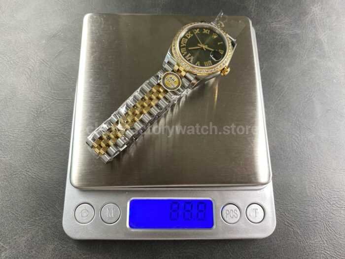 ARF Factory Counterweight Rolex Datejust 278383RBR 0016 31mm Yellow Gold Diamond Roman VI Green Dial 10 Super Clone Watch,Clean Factory Watch