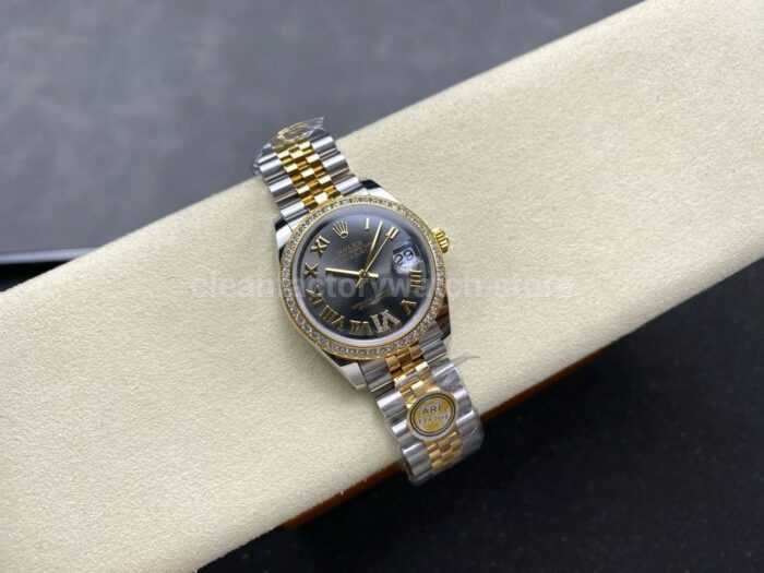 ARF Factory Counterweight Rolex Datejust 278383RBR 0018 31mm Yellow Gold Diamond Roman VI Grey Dial 4 Super Clone Watch,Clean Factory Watch