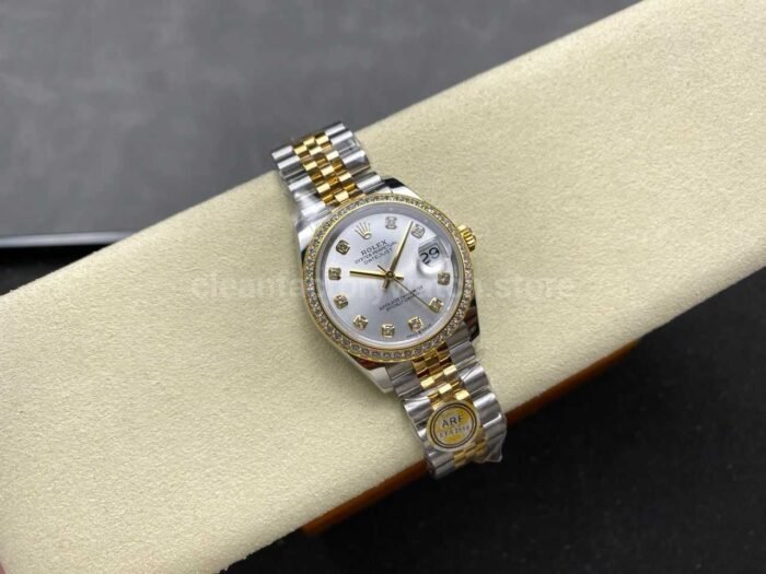 ARF Factory Counterweight Rolex Datejust 278383RBR-0020 31mm Yellow Gold Diamond Bezel Silver Dial - Image 4
