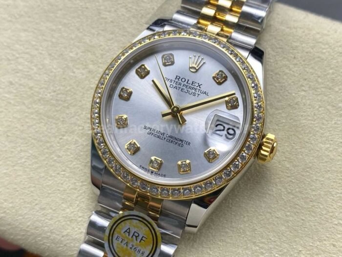 ARF Factory Counterweight Rolex Datejust 278383RBR-0020 31mm Yellow Gold Diamond Bezel Silver Dial - Image 3