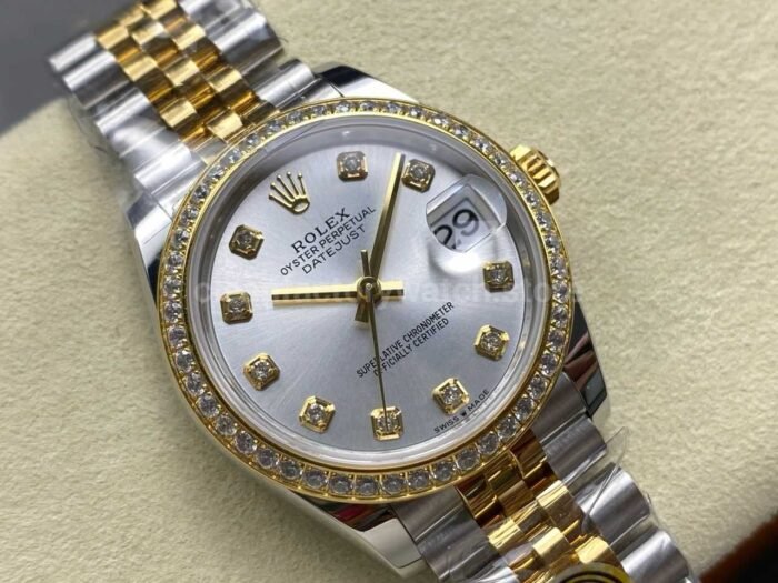 ARF Factory Counterweight Rolex Datejust 278383RBR-0020 31mm Yellow Gold Diamond Bezel Silver Dial - Image 2