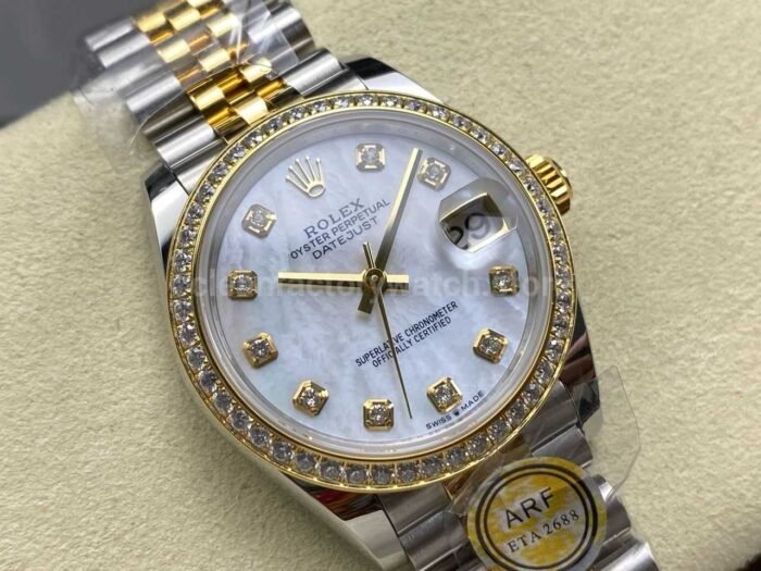 ARF Factory Counterweight Rolex Datejust 278383RBR-0028 31mm Yellow Gold Diamond Bezel Mother of Pearl Dial - Image 2