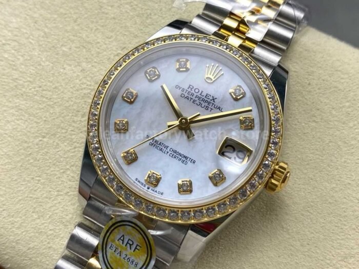 ARF Factory Counterweight Rolex Datejust 278383RBR-0028 31mm Yellow Gold Diamond Bezel Mother of Pearl Dial - Image 3