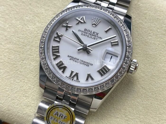 ARF Factory Counterweight Rolex Datejust 278384RBR-0014 31mm Diamond White Gold Bezel Roman Numerals White Dial - Image 3