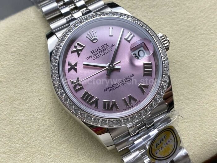 ARF Factory Counterweight Rolex Datejust 278384RBR-0024 31mm Diamond Bezel Roman Numerals Pink Dial - Image 2
