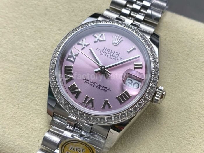 ARF Factory Counterweight Rolex Datejust 278384RBR-0024 31mm Diamond Bezel Roman Numerals Pink Dial - Image 3