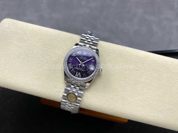 ARF Factory Counterweight Rolex Datejust 278384RBR-0030 31mm Diamond Bezel Roman VI Aubergine Dial - Image 5