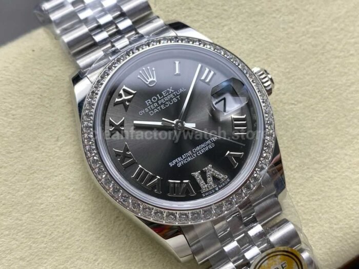 ARF Factory Counterweight Rolex Datejust 278384RBR-0032 31mm Diamond Bezel Roman VI Grey Dial - Image 2
