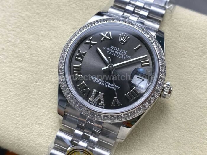 ARF Factory Counterweight Rolex Datejust 278384RBR-0032 31mm Diamond Bezel Roman VI Grey Dial - Image 3