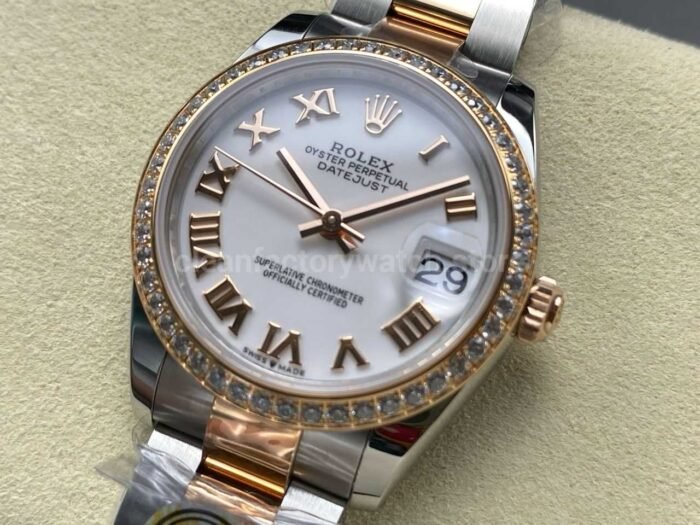 ARF Factory Counterweight Rolex Datejust Oyster 278381RBR-0003 31mm Rose Gold Diamond Bezel Roman Numerals White Dial - Image 3