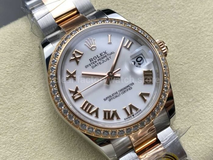 ARF Factory Counterweight Rolex Datejust Oyster 278381RBR-0003 31mm Rose Gold Diamond Bezel Roman Numerals White Dial - Image 2