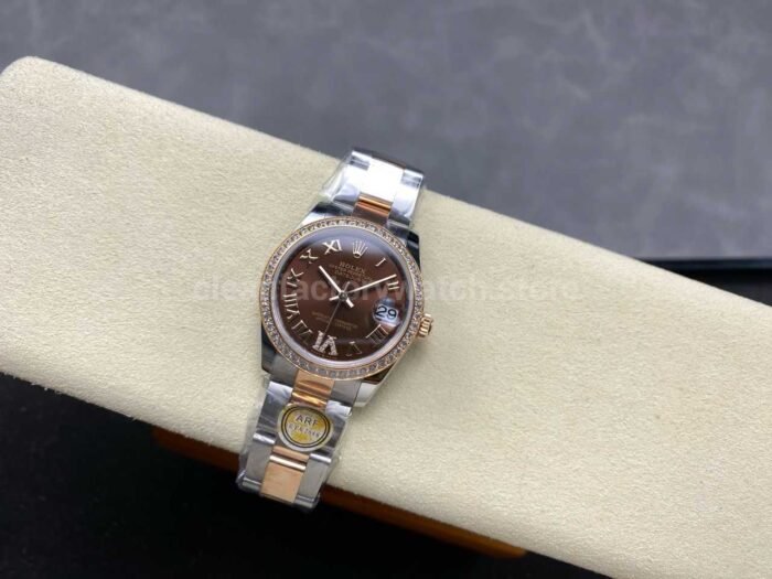 ARF Factory Counterweight Rolex Datejust Oyster 278381RBR-0005 31mm Rose Gold Diamond Bezel Roman VI Brown Dial - Image 5
