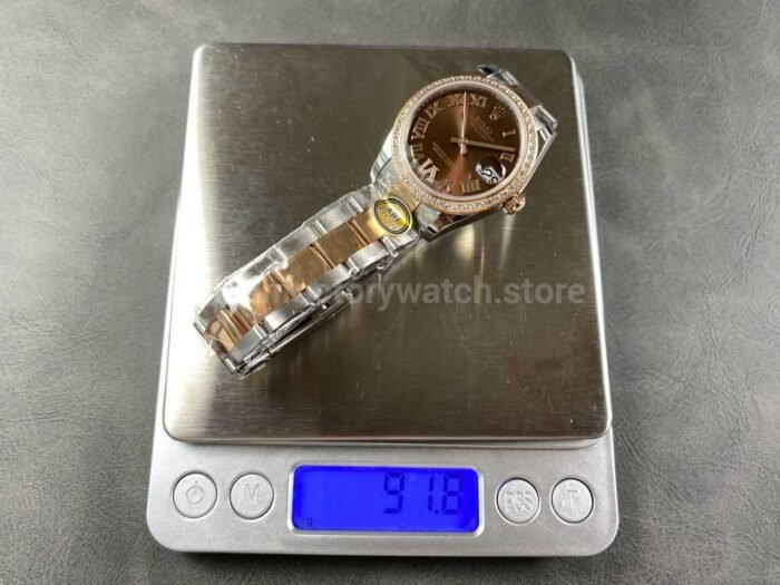 ARF Factory Counterweight Rolex Datejust Oyster 278381RBR-0005 31mm Rose Gold Diamond Bezel Roman VI Brown Dial - Image 10