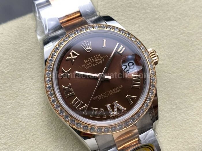 ARF Factory Counterweight Rolex Datejust Oyster 278381RBR-0005 31mm Rose Gold Diamond Bezel Roman VI Brown Dial - Image 2
