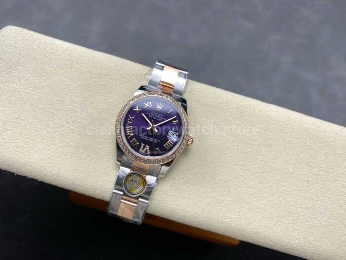 ARF Factory Counterweight Rolex Datejust Oyster 278381RBR-0019 31mm Rose Gold Diamond Bezel Roman VI Purple Dial - Image 5