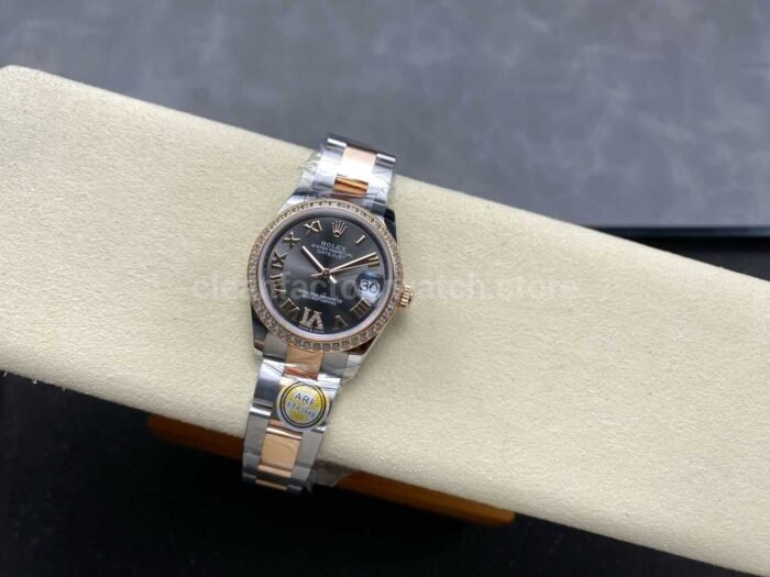 ARF Factory Counterweight Rolex Datejust Oyster 278381RBR-0029 31mm Rose Gold Diamond Bezel Roman VI Grey  Dial - Image 5