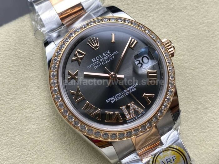 ARF Factory Counterweight Rolex Datejust Oyster 278381RBR-0029 31mm Rose Gold Diamond Bezel Roman VI Grey  Dial - Image 2