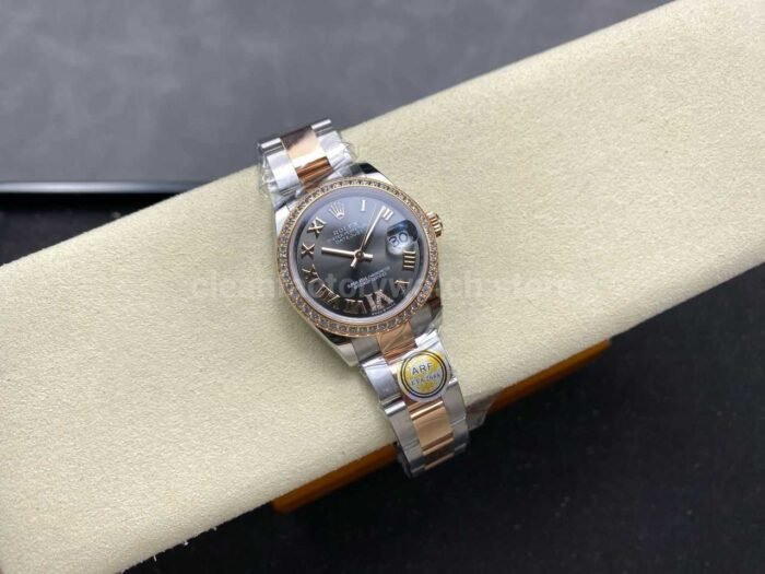 ARF Factory Counterweight Rolex Datejust Oyster 278381RBR-0029 31mm Rose Gold Diamond Bezel Roman VI Grey  Dial - Image 4