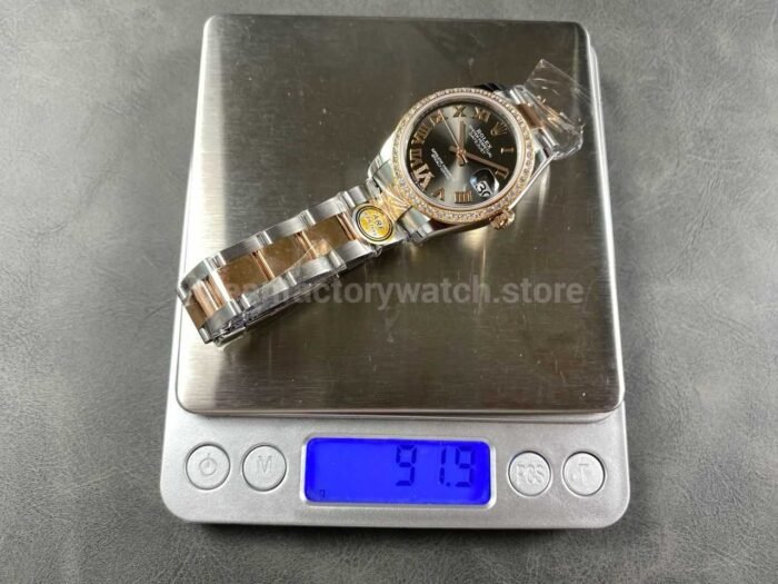 ARF Factory Counterweight Rolex Datejust Oyster 278381RBR-0029 31mm Rose Gold Diamond Bezel Roman VI Grey  Dial - Image 10