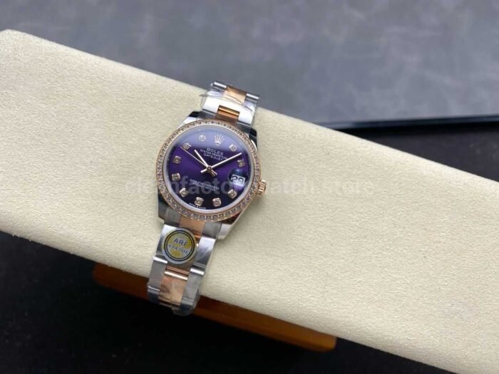 ARF Factory Counterweight Rolex Datejust Oyster 278381RBR 31mm Rose Gold Diamond Bezel Purple Dial - Image 5