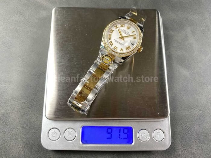 ARF Factory Counterweight Rolex Datejust Oyster 278383RBR-0001 31mm Yellow Gold Diamond Bezel Roman VI White Dial - Image 10