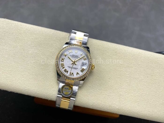 ARF Factory Counterweight Rolex Datejust Oyster 278383RBR-0001 31mm Yellow Gold Diamond Bezel Roman VI White Dial - Image 5