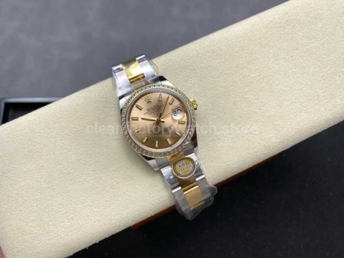 ARF Factory Counterweight Rolex Datejust Oyster 278383RBR-0013 31mm Yellow Gold Diamond Bezel Champagne Dial - Image 4
