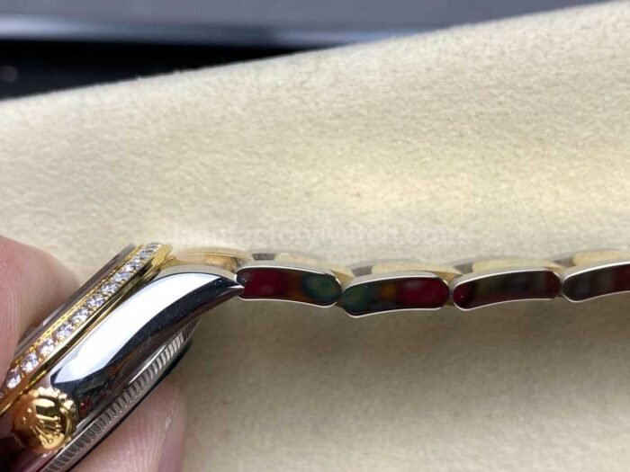 ARF Factory Counterweight Rolex Datejust Oyster 278383RBR-0015 31mm Yellow Gold Diamond Bezel Roman VI Green Dial - Image 11