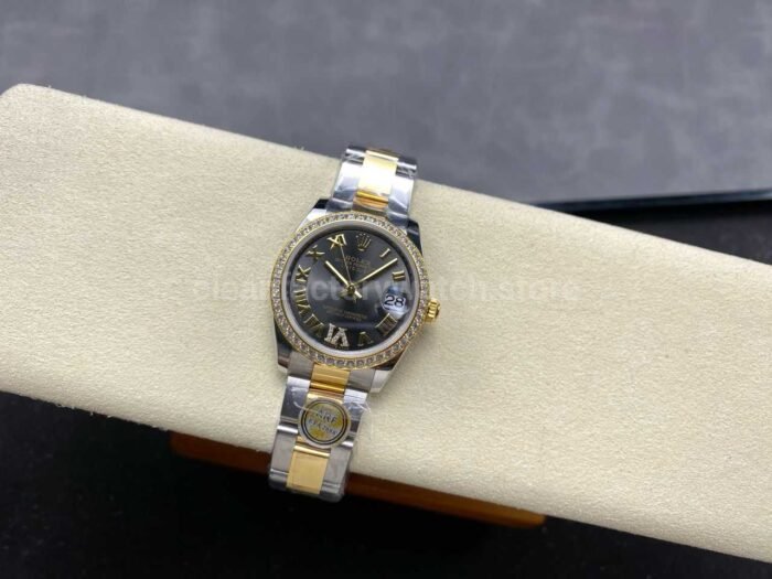 ARF Factory Counterweight Rolex Datejust Oyster 278383RBR-0017 31mm Yellow Gold Diamond Bezel Roman VI Grey Dial - Image 5