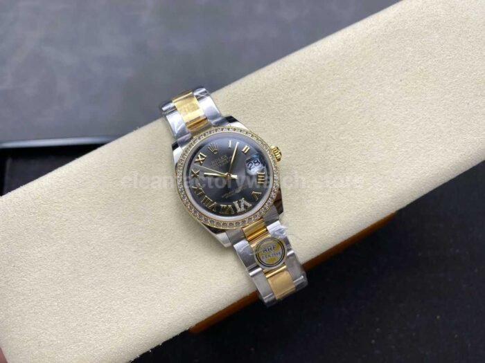 ARF Factory Counterweight Rolex Datejust Oyster 278383RBR-0017 31mm Yellow Gold Diamond Bezel Roman VI Grey Dial - Image 4