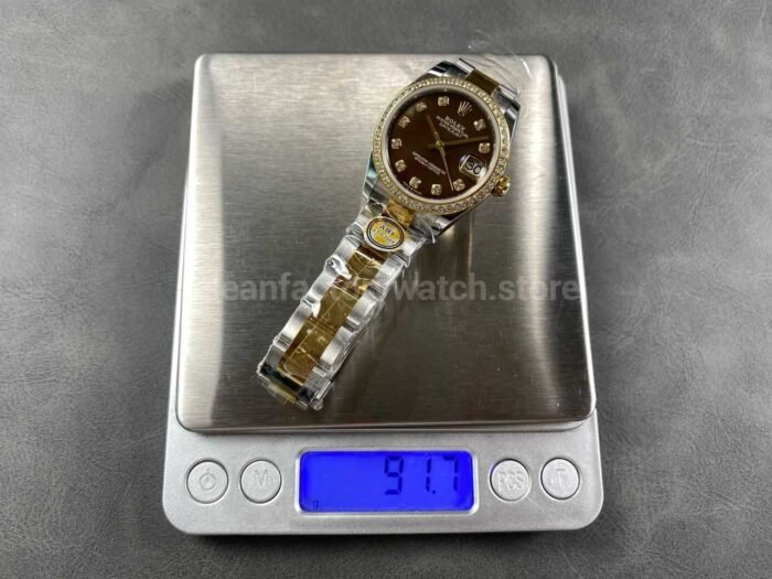 ARF Factory Counterweight Rolex Datejust Oyster 278383RBR-0023 31mm Yellow Gold Diamond Bezel Black Mother of Pearl Dial - Image 10