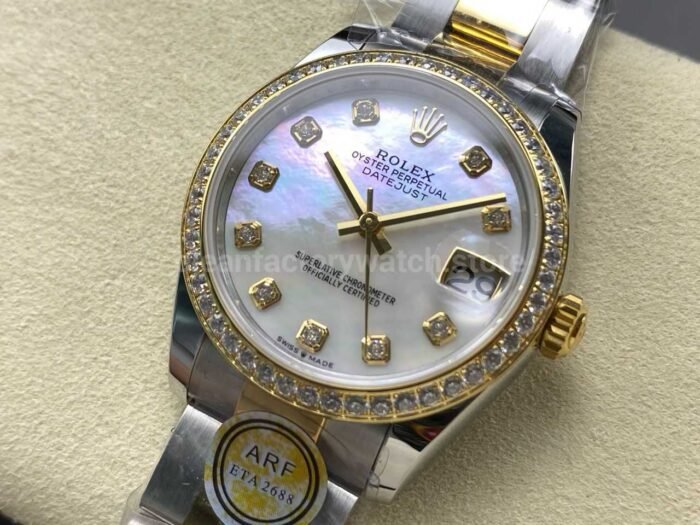 ARF Factory Counterweight Rolex Datejust Oyster 278383RBR-0027 31mm Yellow Gold Diamond Bezel Mother of Pearl Dial - Image 3