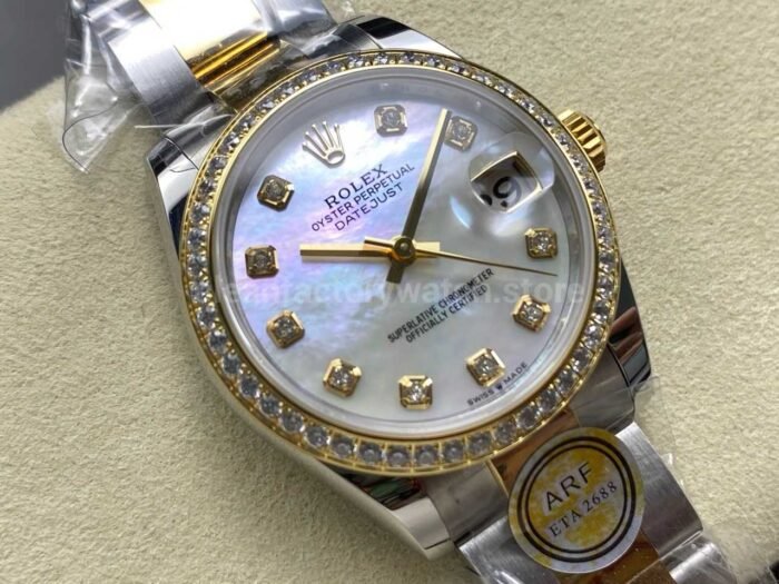 ARF Factory Counterweight Rolex Datejust Oyster 278383RBR-0027 31mm Yellow Gold Diamond Bezel Mother of Pearl Dial - Image 2