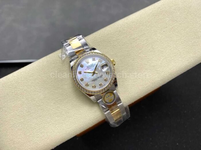 ARF Factory Counterweight Rolex Datejust Oyster 278383RBR-0027 31mm Yellow Gold Diamond Bezel Mother of Pearl Dial - Image 4