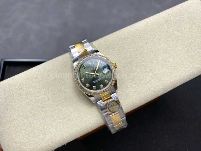 ARF Factory Counterweight Rolex Datejust Oyster 278383RBR-0029 31mm Yellow Gold Diamond Bezel Green Dial - Image 4