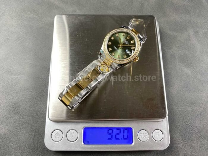 ARF Factory Counterweight Rolex Datejust Oyster 278383RBR-0029 31mm Yellow Gold Diamond Bezel Green Dial - Image 10