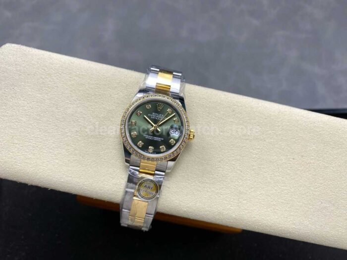 ARF Factory Counterweight Rolex Datejust Oyster 278383RBR-0029 31mm Yellow Gold Diamond Bezel Green Dial - Image 5
