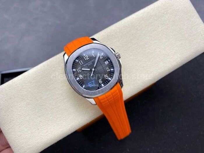 E7 Factory Patek Philippe Aquanaut 40mm 5167A-001 Orange Rubber Strap Black Dial - Image 4