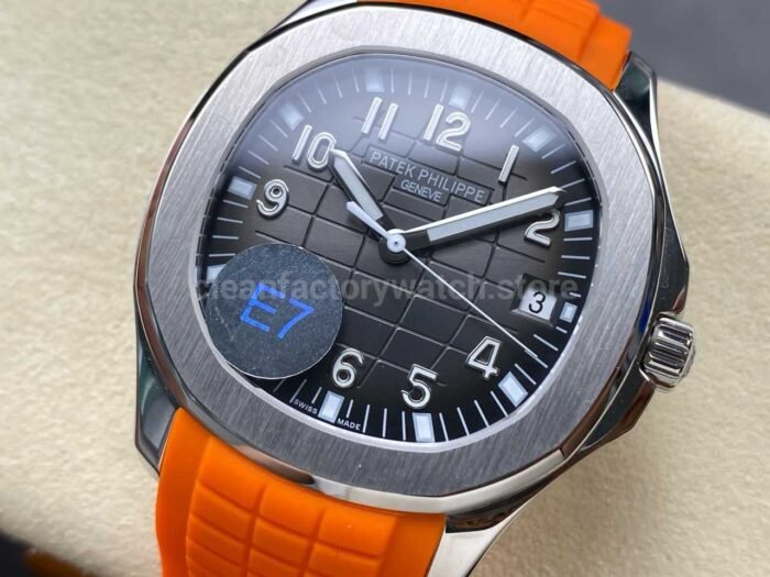 E7 Factory Patek Philippe Aquanaut 40mm 5167A-001 Orange Rubber Strap Black Dial - Image 3