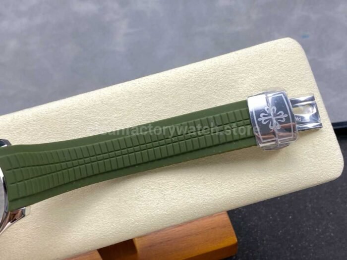 E7 Factory Patek Philippe Aquanaut 40mm 5168G-010 White Gold Rubber Strap Avocado Green Dial - Image 9